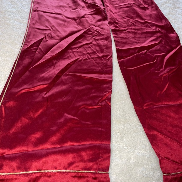 Roberto Cavalli Red Silk Pants with Gold Trim - Picture 4 of 9